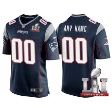 2017 Super Bowl LI New England Patriots Navy Game Customized Jersey