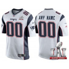 2017 Super Bowl LI New England Patriots White Game Customized Jersey