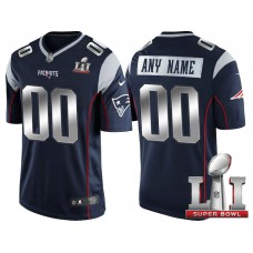 2017 Super Bowl LI Silver New England Patriots Navy Limited Customized Jersey