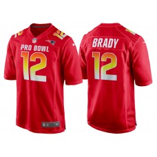 2018 Pro Bowl AFC New England Patriots #12 Tom Brady Red Game Jersey