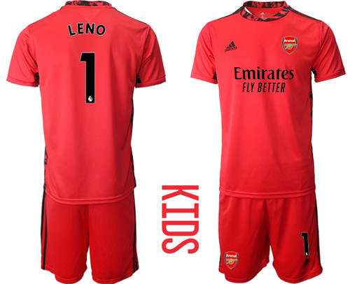 2020-21 Arsenal 1 LENO Red Youth Goalkeeper Soccer Jersey