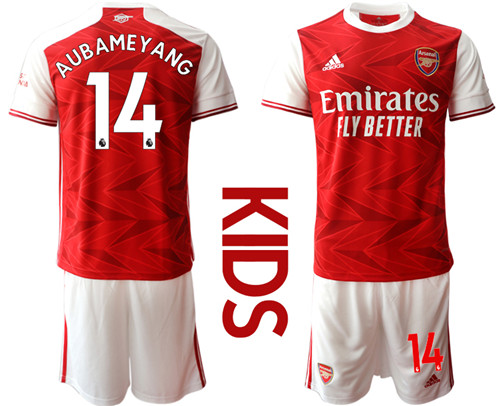 2020-21 Arsenal 14 AUBAMEYANG Youth Home Soccer Jersey