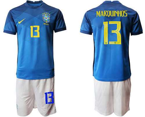 2020-21 Brazil 13 MARQUINHOS Away Soccer Jersey