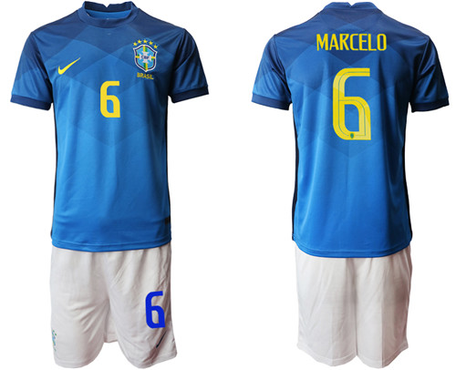 2020-21 Brazil 6 MARCELO Away Soccer Jersey