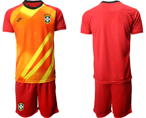 2020-21 Brazil Red Goalkeeper Soccer Jersey