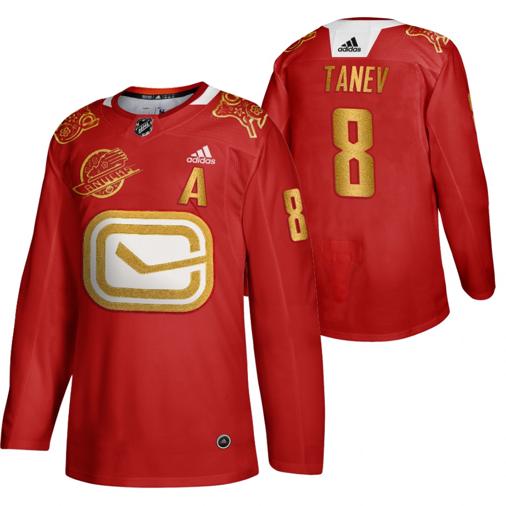 2020 Lunar New Year NHL Canucks Christopher Tanev Red Year of the Rat Men's Jersey
