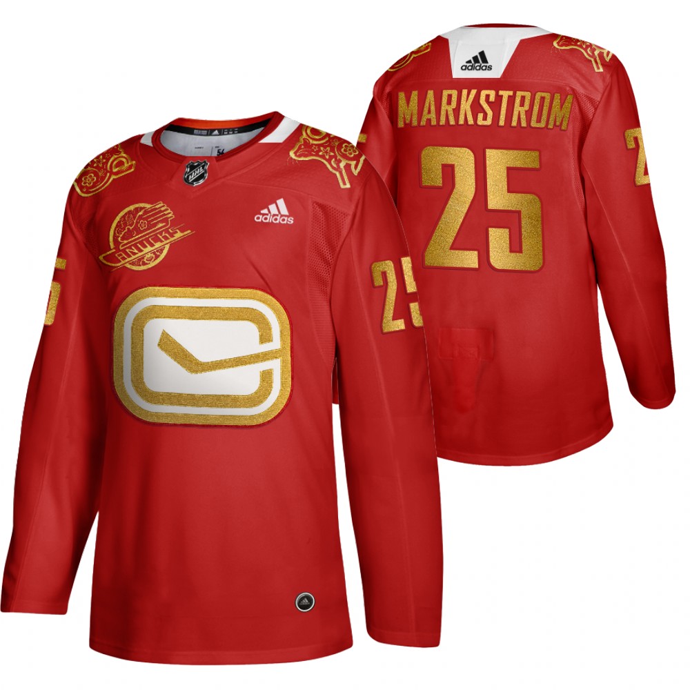 2020 Lunar New Year NHL Canucks Jacob Markstrom Red Year of the Rat Men's Jersey