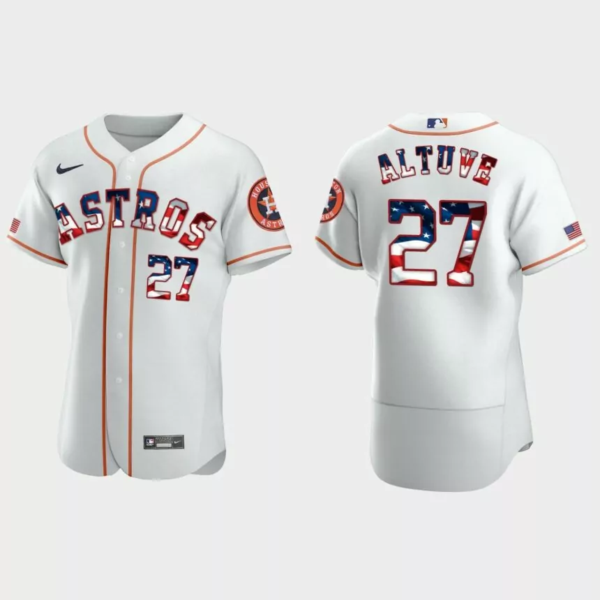 2020 Stars & Stripes Houston Astros Jose Altuve 4th of July Jersey – White