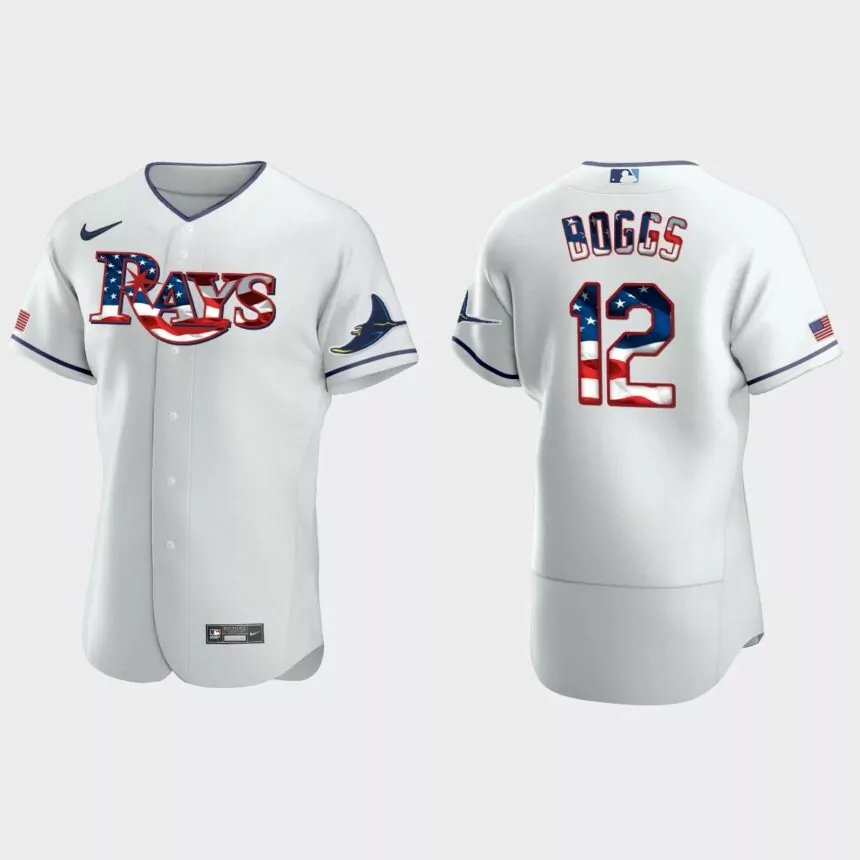 2020 Stars & Stripes Tampa Bay Rays Wade Boggs 4th of July Jersey – White