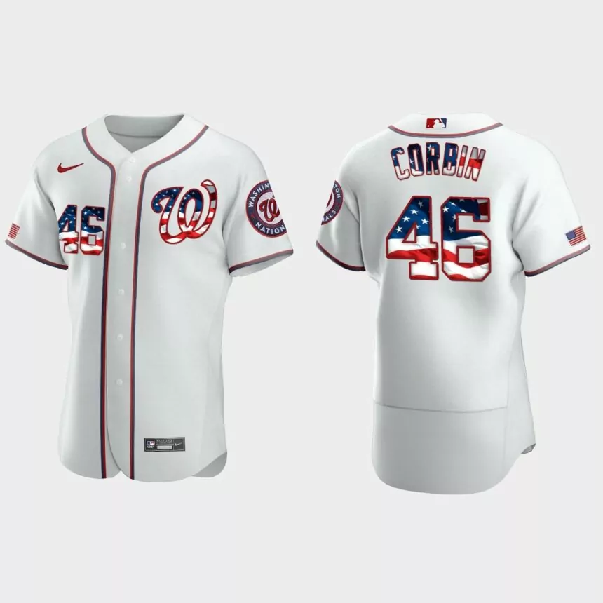 2020 Stars & Stripes Washington Nationals Patrick Corbin 4th of July Jersey – White