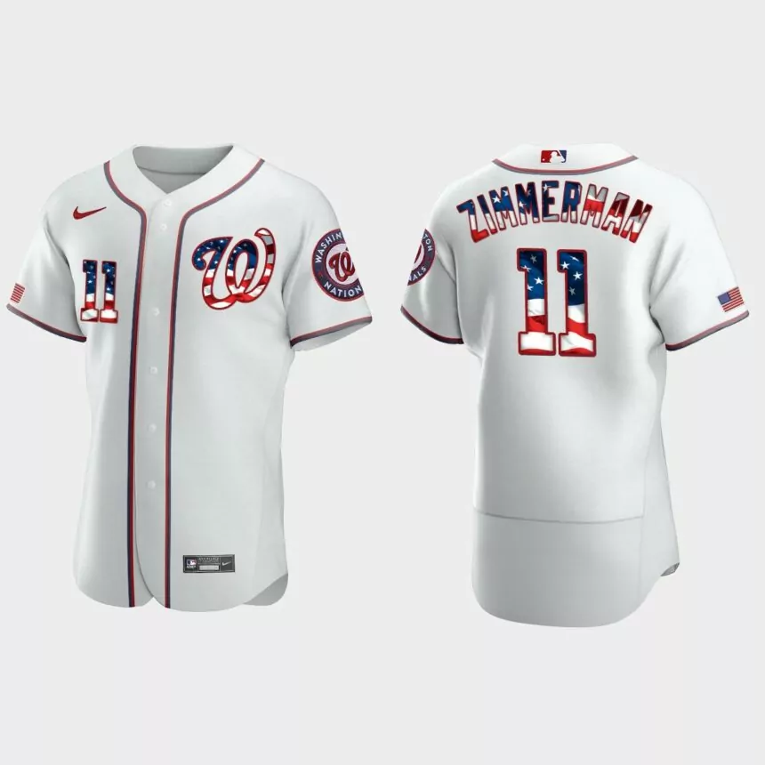 2020 Stars & Stripes Washington Nationals Ryan Zimmerman 4th of July Jersey – White