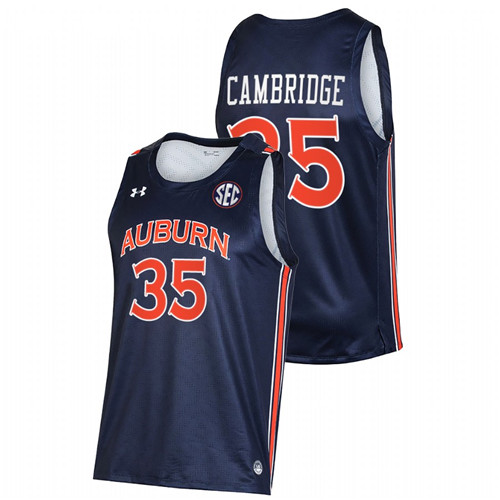 2021-22 Auburn Tigers Devan Cambridge College Basketball Navy Jersey Men