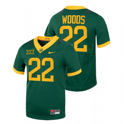 2021-22 Baylor Bears JT Woods College Football Green Jersey Replica