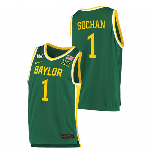 2021-22 Baylor Bears Jeremy Sochan College Basketball Green Replica Jersey Men