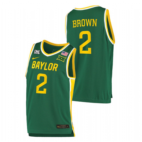 2021-22 Baylor Bears Kendall Brown College Basketball Green Replica Jersey Men