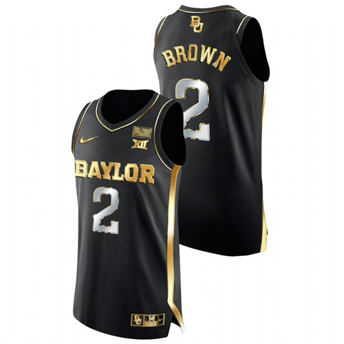 2021-22 Baylor Bears Kendall Brown Golden Edition Black Authentic Basketball Jersey Men