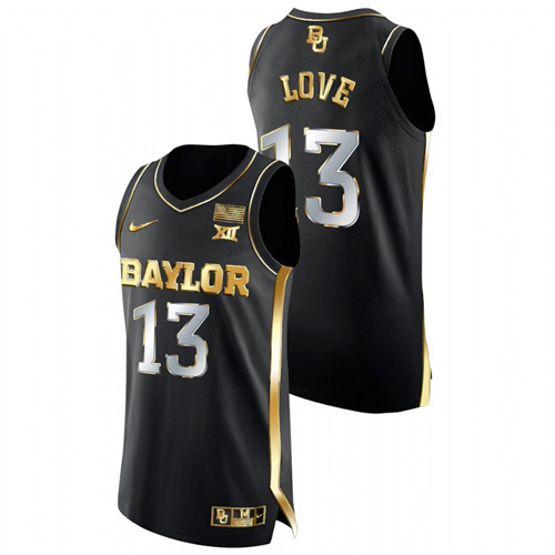 2021-22 Baylor Bears Langston Love Golden Edition Black Authentic Basketball Jersey Men