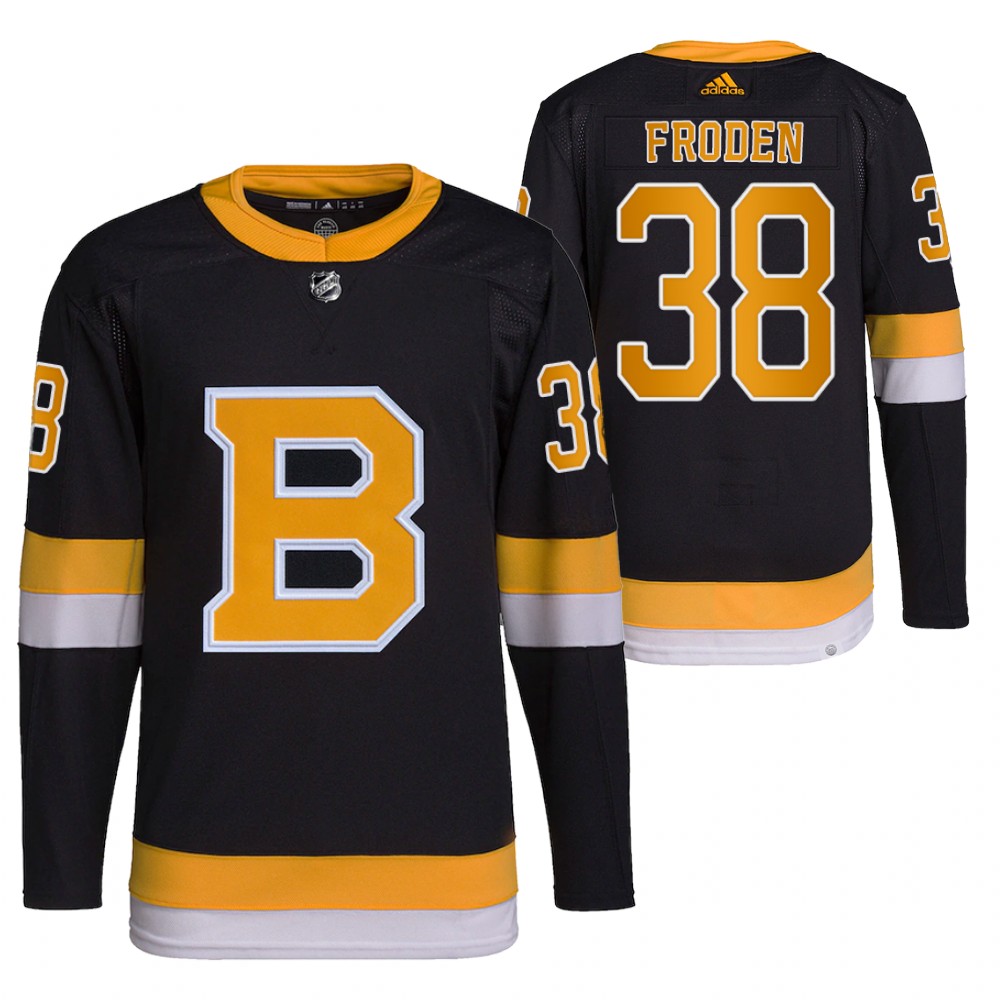 2021-22 Boston Bruins Jesper Froden Black Alternate Authentic Primegreen Jersey