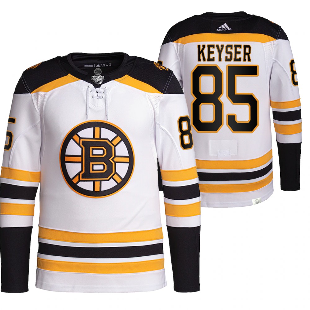 2021-22 Boston Bruins Kyle Keyser White Away Authentic Primegreen Jersey