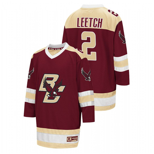 2021-22 Boston College Eagles Brian Leetch College Hockey Away Jersey Maroon