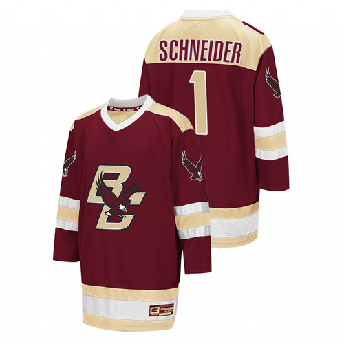 2021-22 Boston College Eagles Cory Schneider College Hockey Away Jersey Maroon