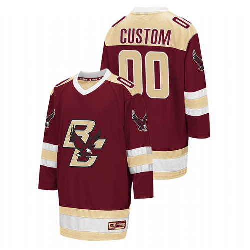 2021-22 Boston College Eagles Custom College Hockey Away Jersey Maroon