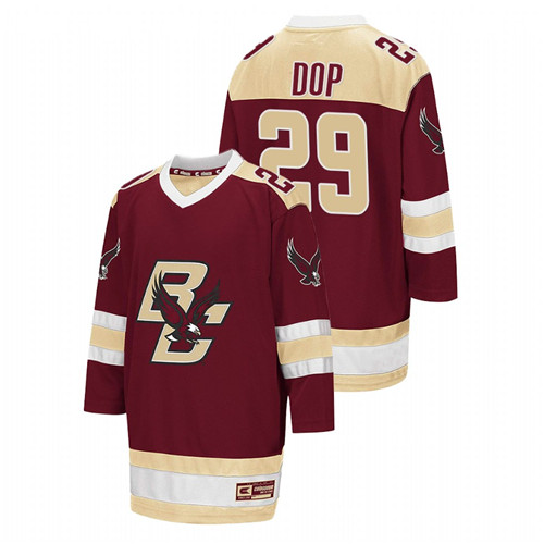 2021-22 Boston College Eagles Eric Dop College Hockey Away Jersey Maroon