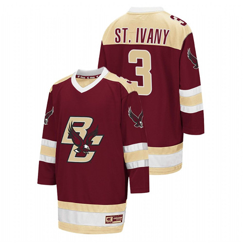 2021-22 Boston College Eagles Jack St. Ivany College Hockey Away Jersey Maroon