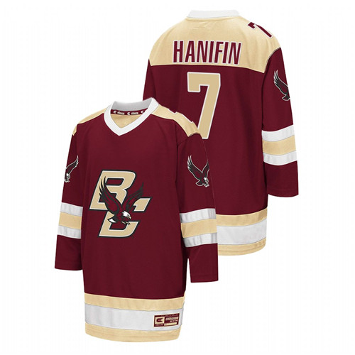 2021-22 Boston College Eagles Noah Hanifin College Hockey Away Jersey Maroon