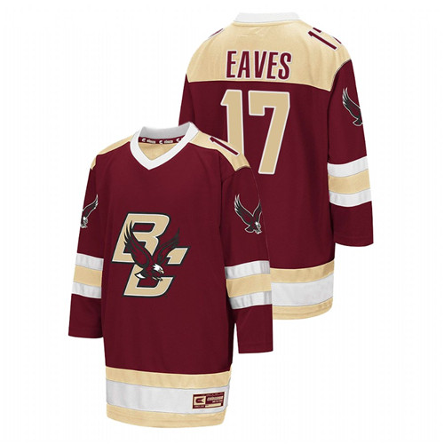 2021-22 Boston College Eagles Patrick Eaves College Hockey Away Jersey Maroon