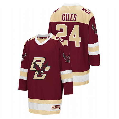 2021-22 Boston College Eagles Patrick Giles College Hockey Away Jersey Maroon