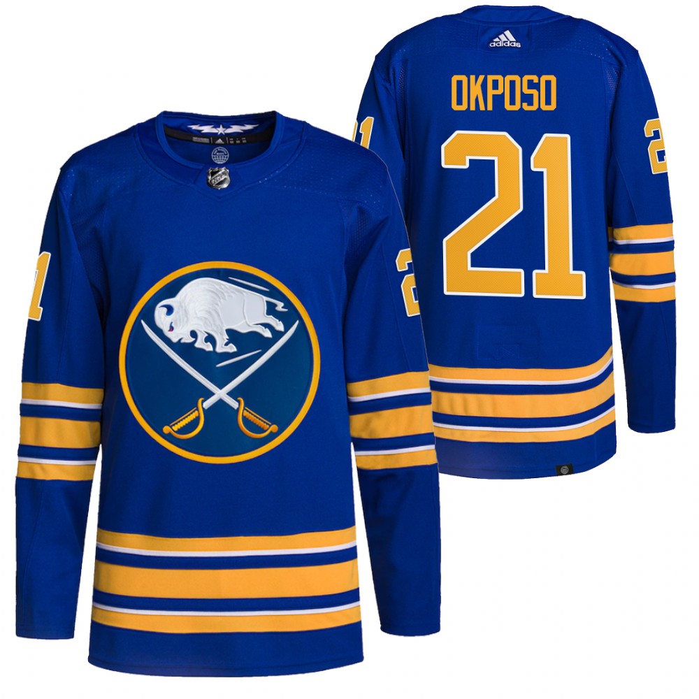 2021-22 Buffalo Sabres Kyle Okposo Royal Home Authentic Primegreen Jersey