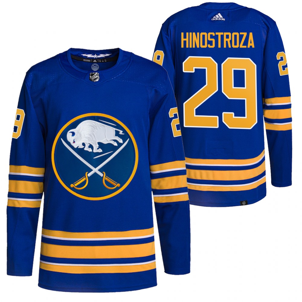 2021-22 Buffalo Sabres Vinnie Hinostroza Royal Home Authentic Primegreen Jersey