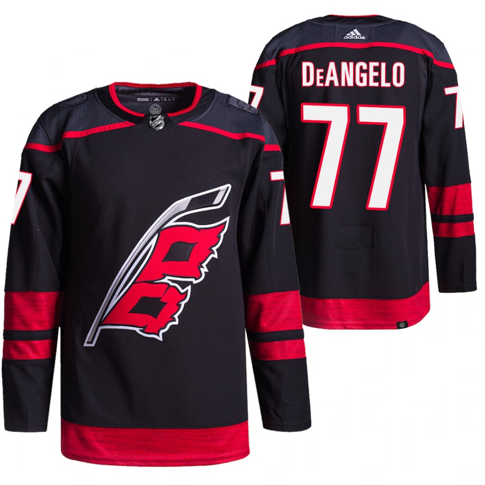 2021-22 Carolina Hurricanes Tony DeAngelo Black Primegreen Authentic Pro Alternate Jersey