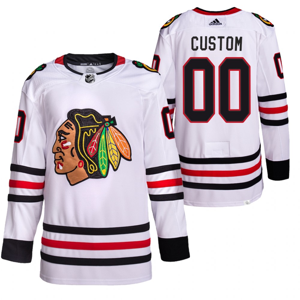 2021-22 Chicago Blackhawks Custom White Away Primegreen Authentic Pro Jersey