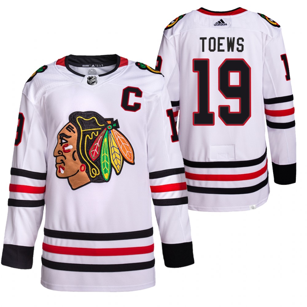 2021-22 Chicago Blackhawks Jonathan Toews White Away Primegreen Authentic Pro Jersey