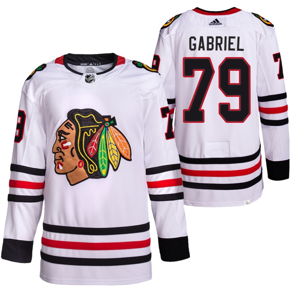 2021-22 Chicago Blackhawks Kurtis Gabriel White Away Authentic Primegreen Jersey