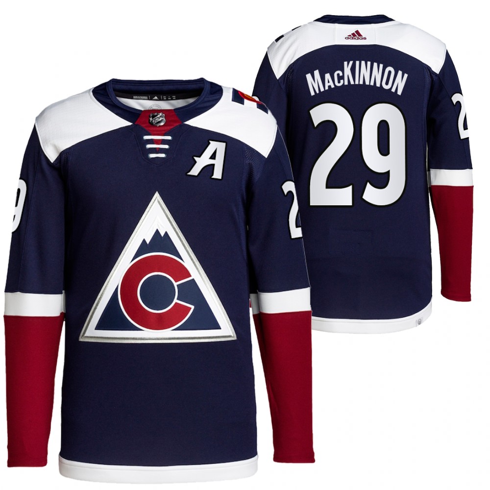 2021-22 Colorado Avalanche Nathan MacKinnon Navy Alternate Primegreen Authentic Pro Jersey