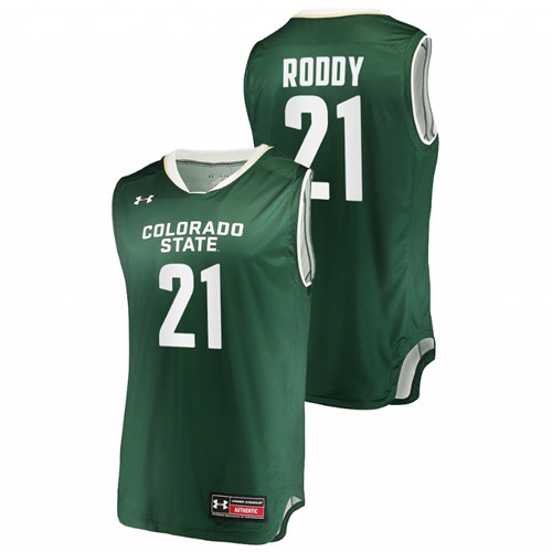 2021-22 Colorado State Rams David Roddy College Basketball Green Jersey Men
