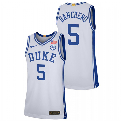 2021-22 Duke Blue Devils Paolo Banchero College Basketball White Limited Jersey Men