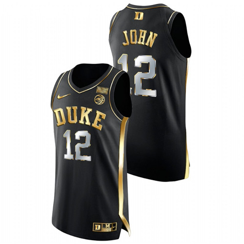 2021-22 Duke Blue Devils Theo John Golden Edition Black Authentic Basketball Jersey Men
