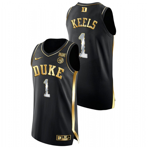 2021-22 Duke Blue Devils Trevor Keels Golden Edition Black Authentic Basketball Jersey Men