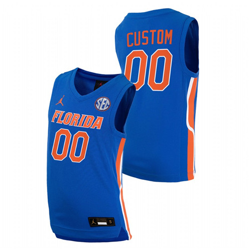 2021-22 Florida Gators Custom College Basketball Royal Replica Jersey Mens
