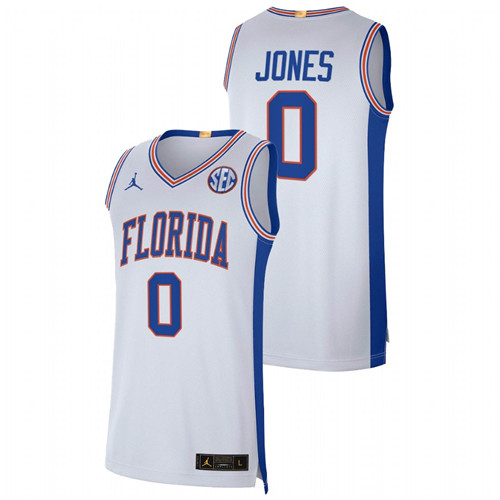 2021-22 Florida Gators Myreon Jones Elite Limited White College Basketball Jersey Men