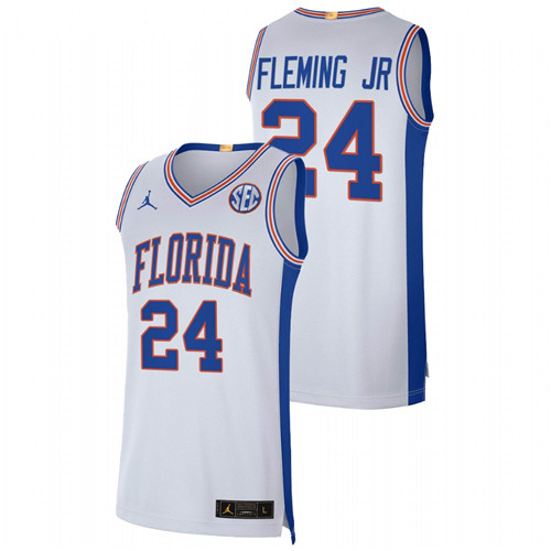 2021-22 Florida Gators Phlandrous Fleming Jr. Elite Limited White College Basketball Jersey Men