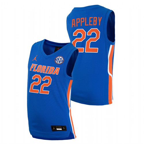 2021-22 Florida Gators Tyree Appleby College Basketball Royal Replica Jersey Men