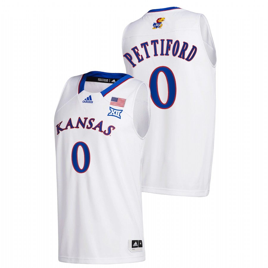 2021-22 Kansas Jayhawks Bobby Pettiford College Basketball White Home Jersey Men