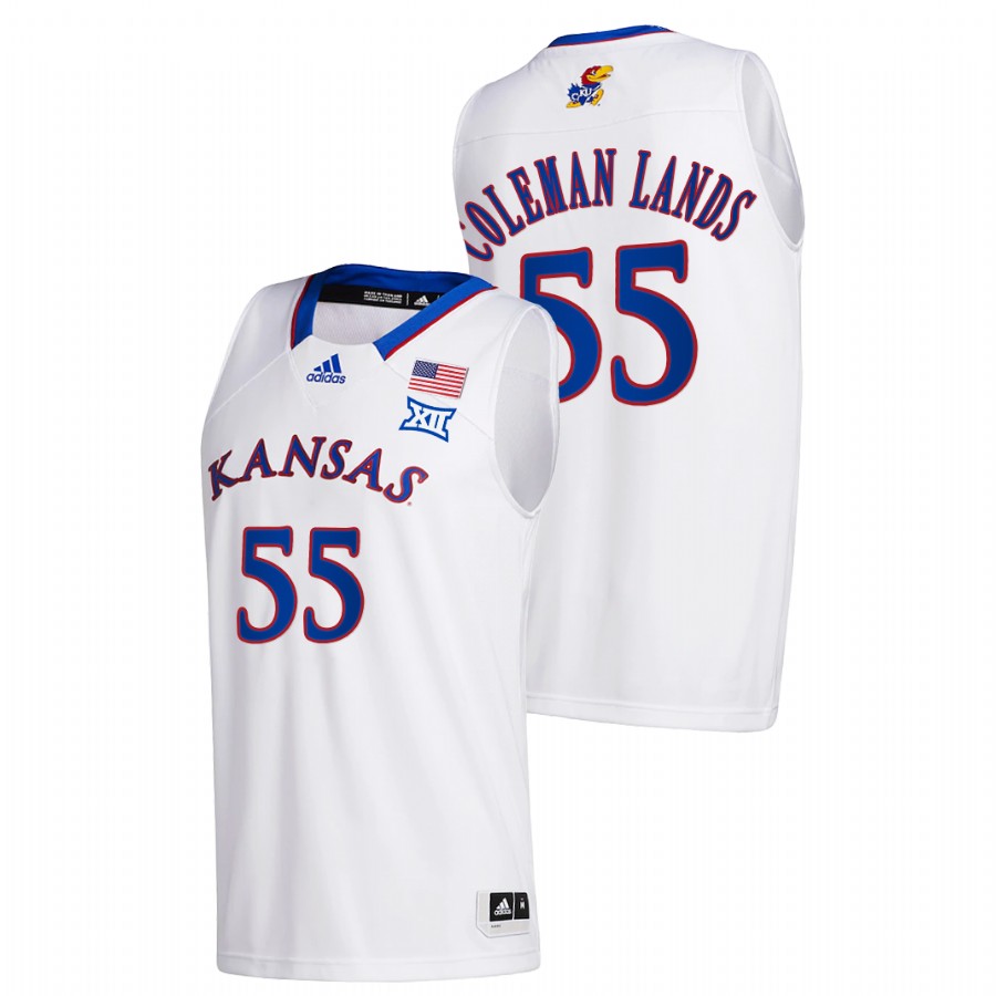 2021-22 Kansas Jayhawks Jalen Coleman-Lands College Basketball White Home Jersey Men