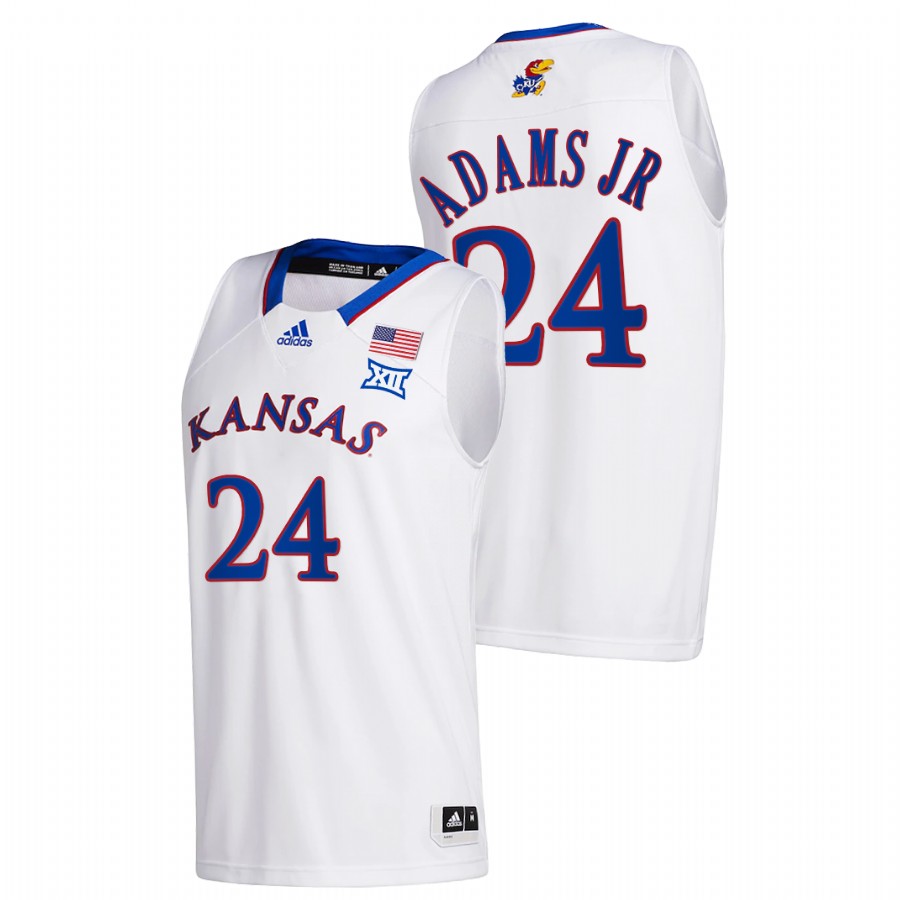 2021-22 Kansas Jayhawks K.J. Adams Jr. College Basketball White Home Jersey Men