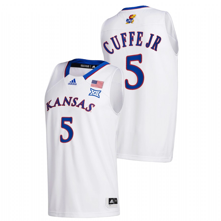2021-22 Kansas Jayhawks Kyle Cuffe Jr. College Basketball White Home Jersey Men